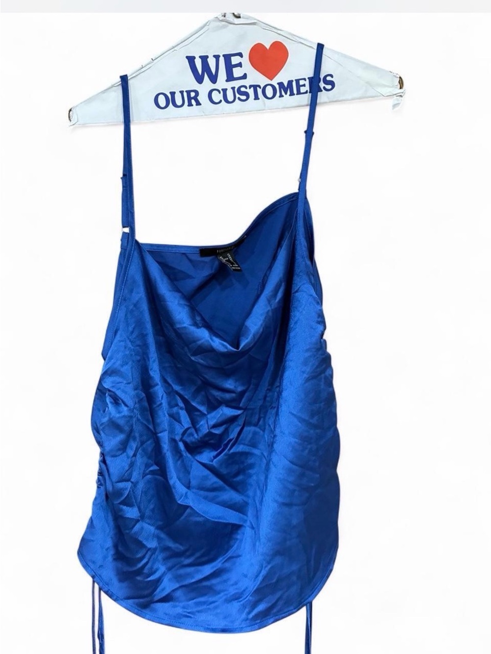 Forever 21 Royal Blue Satin Cowl Neck Camisole